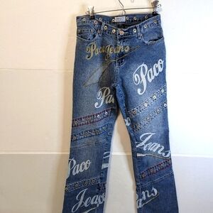 Paco Junior Jeans Embellished with Embroidery, Studs and Script